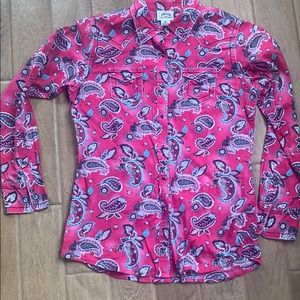 Ariat Pink Paisley Snap Western Button Up Shirt